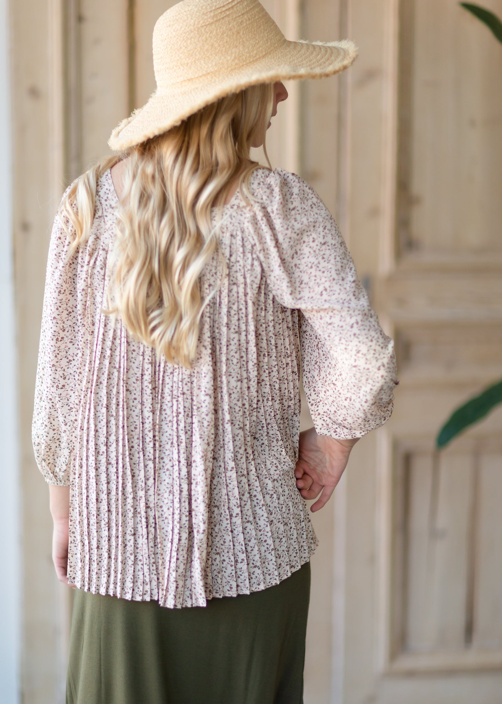 Puff Sleeve Pleated Blouse - FINAL SALE Tops
