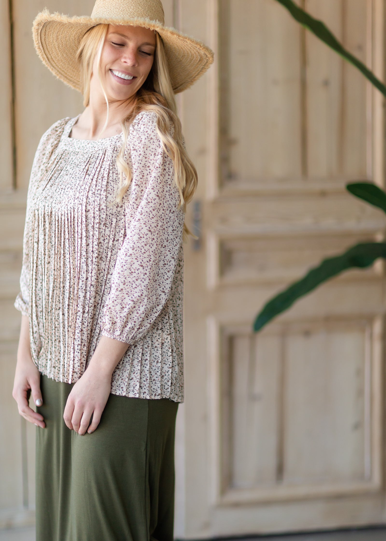 Puff Sleeve Pleated Blouse - FINAL SALE Tops