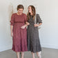Puff Sleeve Smocked Bodice Round Neck Tiered Midi Dress Dresses Polagram