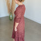 Puff Sleeve Smocked Bodice Round Neck Tiered Midi Dress Dresses Polagram
