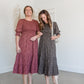 Puff Sleeve Smocked Bodice Round Neck Tiered Midi Dress Dresses Polagram