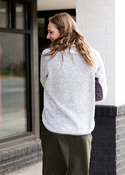 Pullover Asymmetrical Snap Sherpa Sweater - FINAL SALE Tops