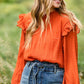 Pumpkin Spice Ruffle Sleeve Blouse - FINAL SALE Tops