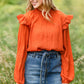 Pumpkin Spice Ruffle Sleeve Blouse - FINAL SALE Tops