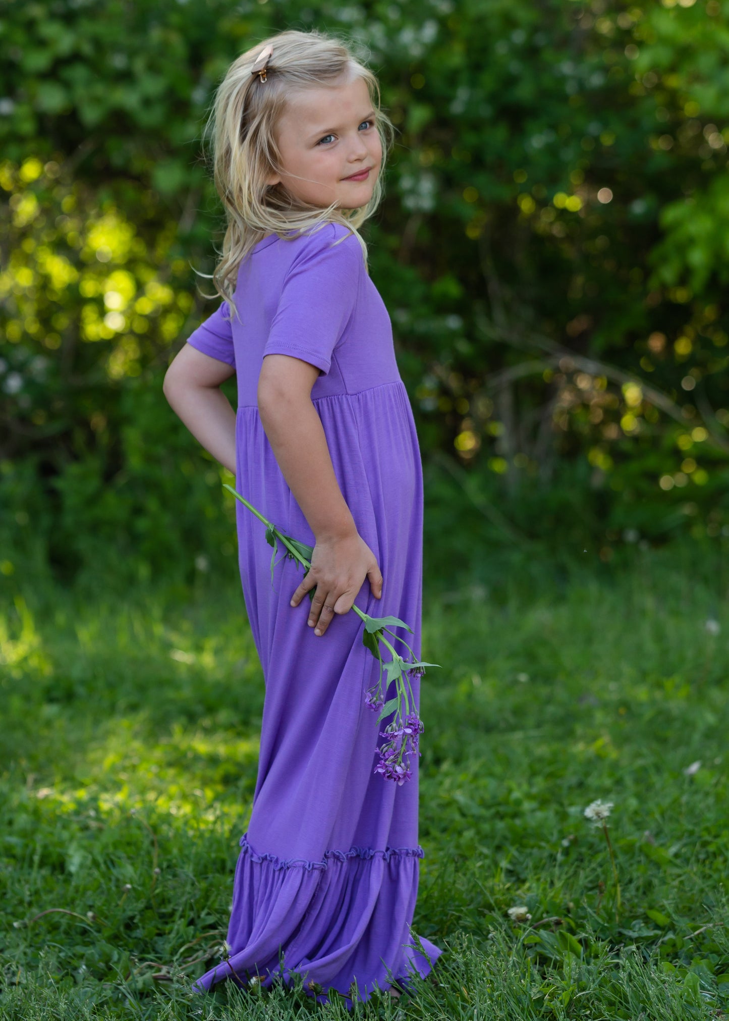 Purple High Waist Ruffle Hem Maxi Dress Dresses