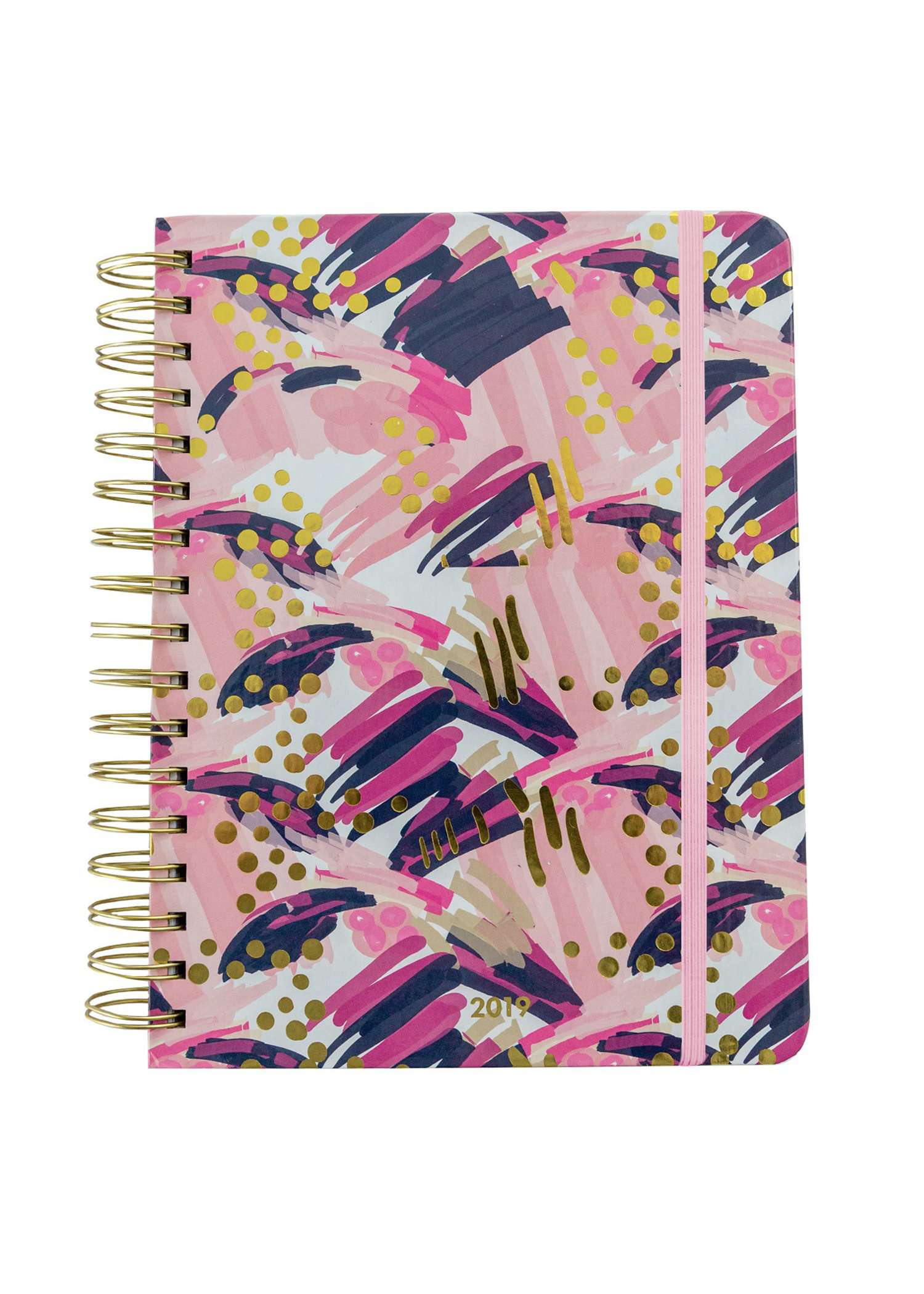 Pink, purple and gold foil Hardcover, 12 month spiral Life Planner runs January 2019 through December 2019, contains scripture verses