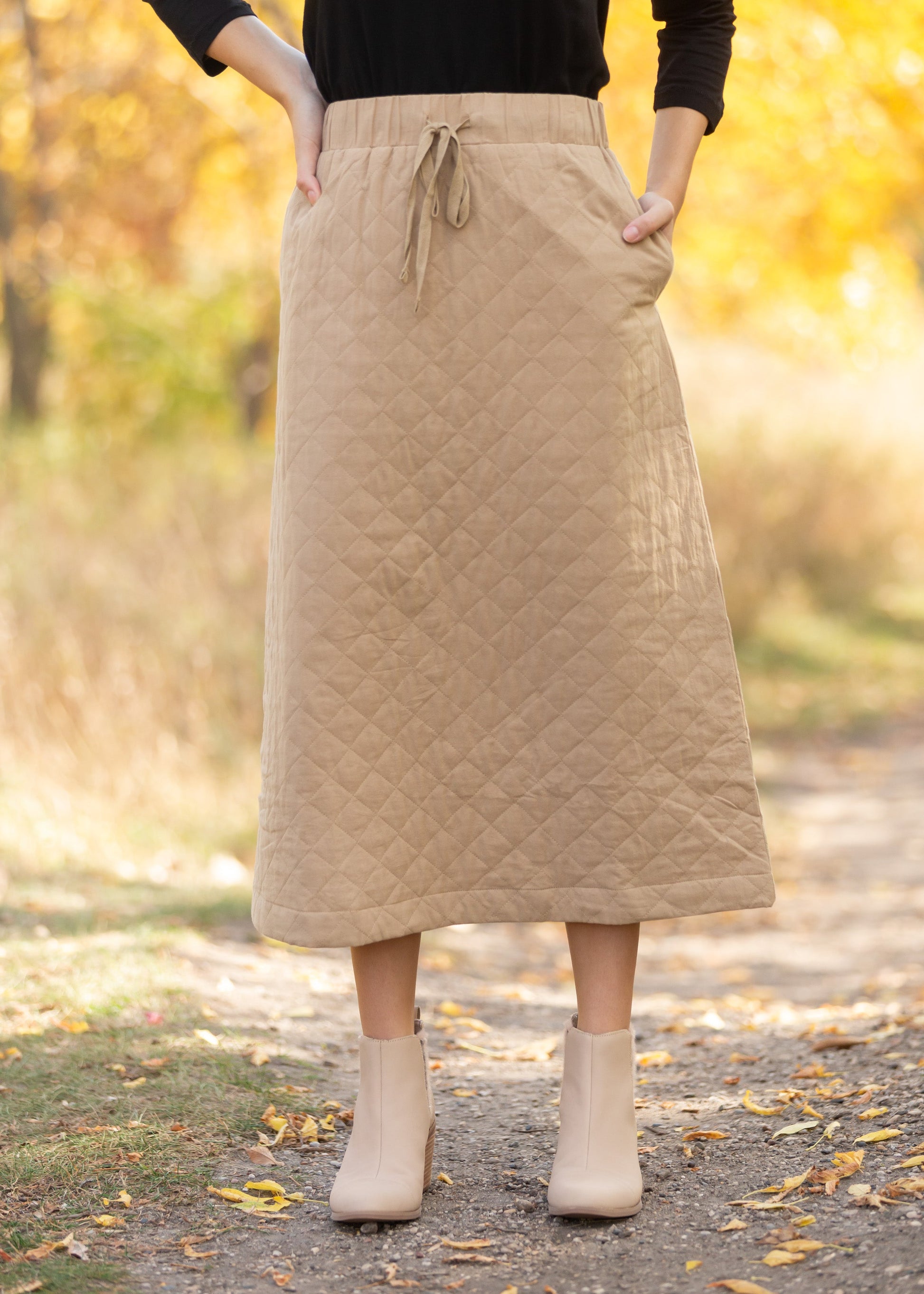 Quilted Midi Skirt Skirts