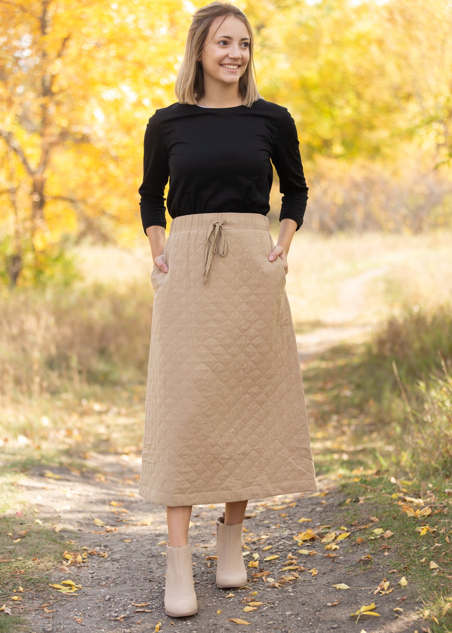 Quilted Midi Skirt Skirts