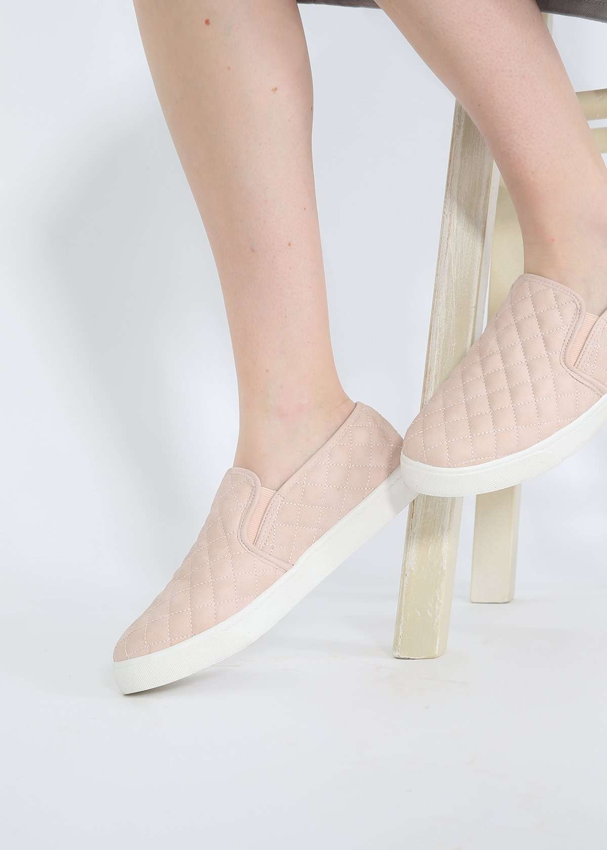 blush quilted slip on women's sneaker