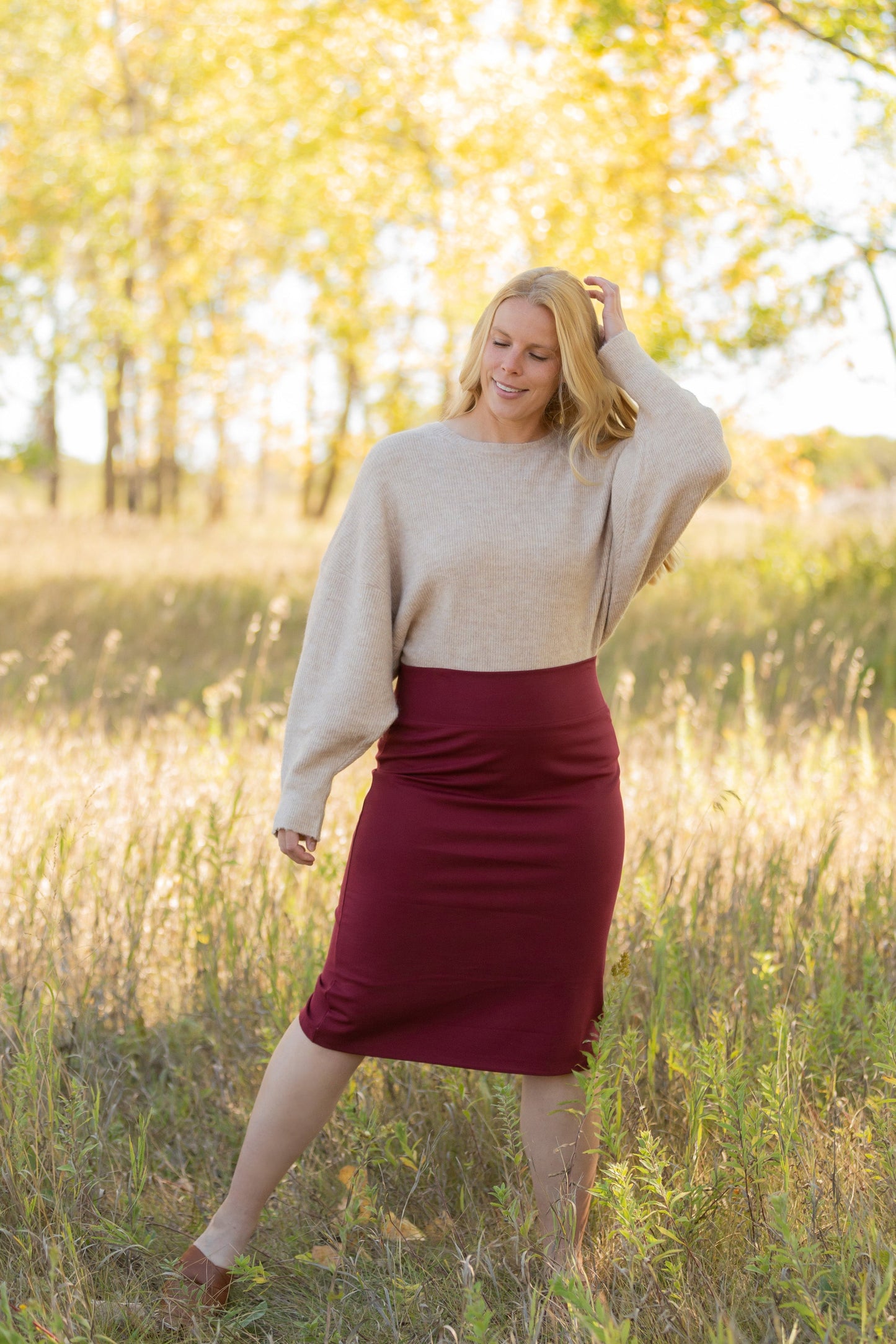 Quinn Burgundy Midi Skirt Skirts