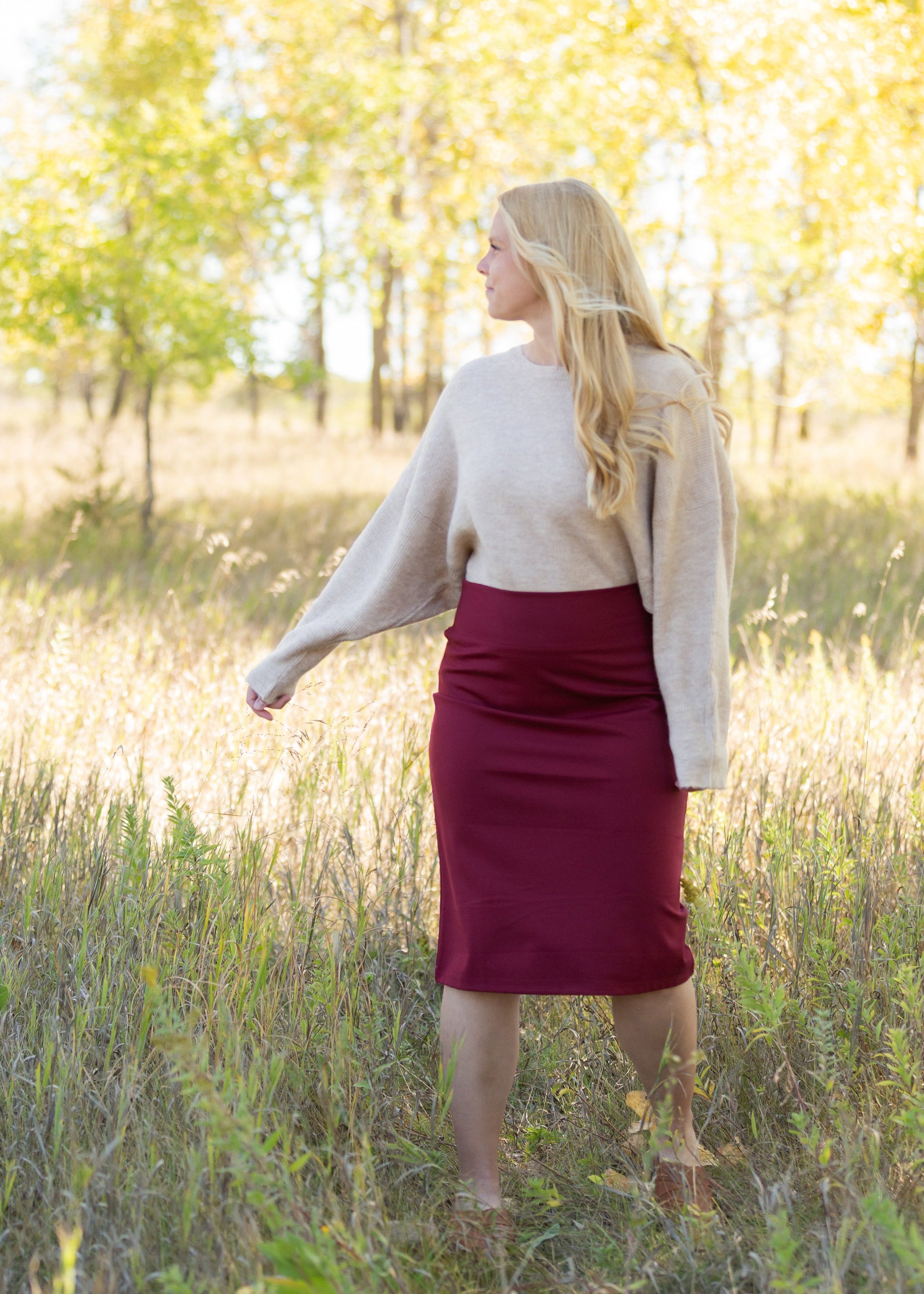 Quinn Burgundy Midi Skirt Skirts