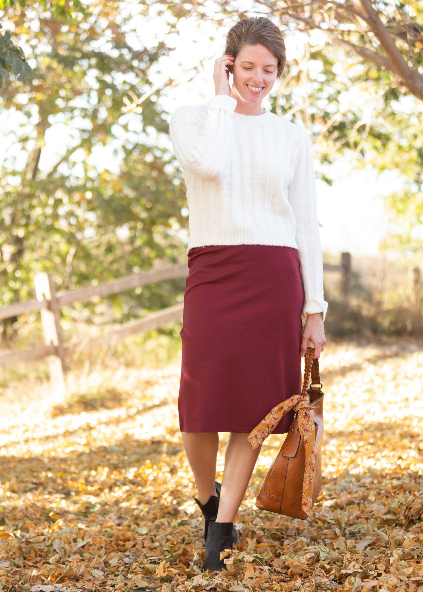 Quinn Burgundy Midi Skirt Skirts