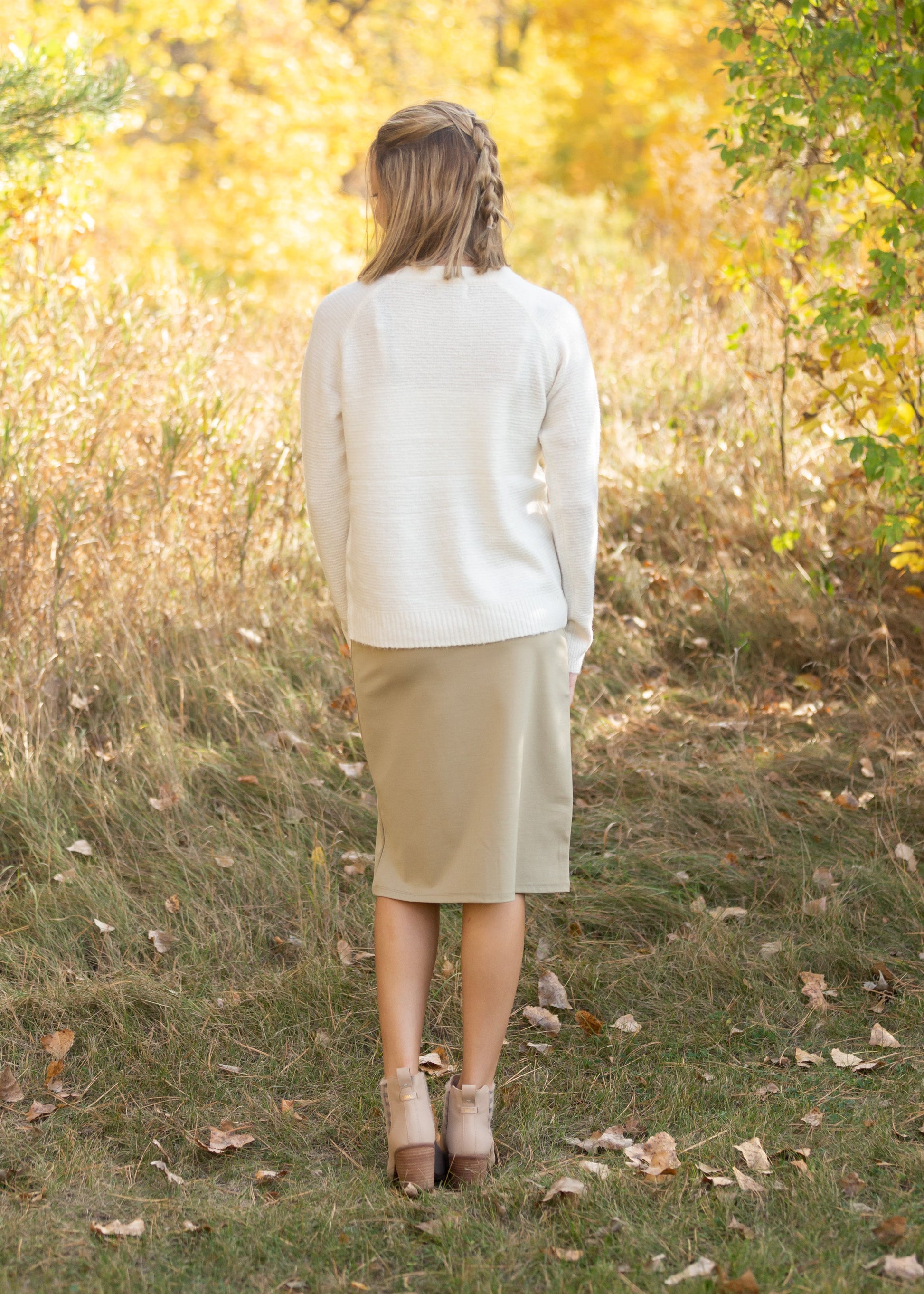 Quinn Khaki Knit Midi Skirt Skirts