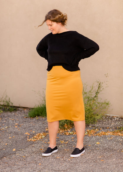 Quinn Mustard Knit Midi Skirt - FINAL SALE Skirts