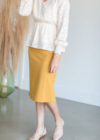 Quinn Mustard Knit Midi Skirt Skirts Inherit