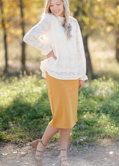 Quinn Mustard Knit Midi Skirt Skirts Inherit