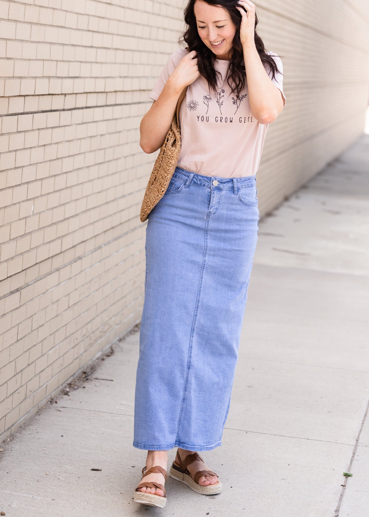 Randi Light Wash Long Denim Skirt - FINAL SALE Skirts