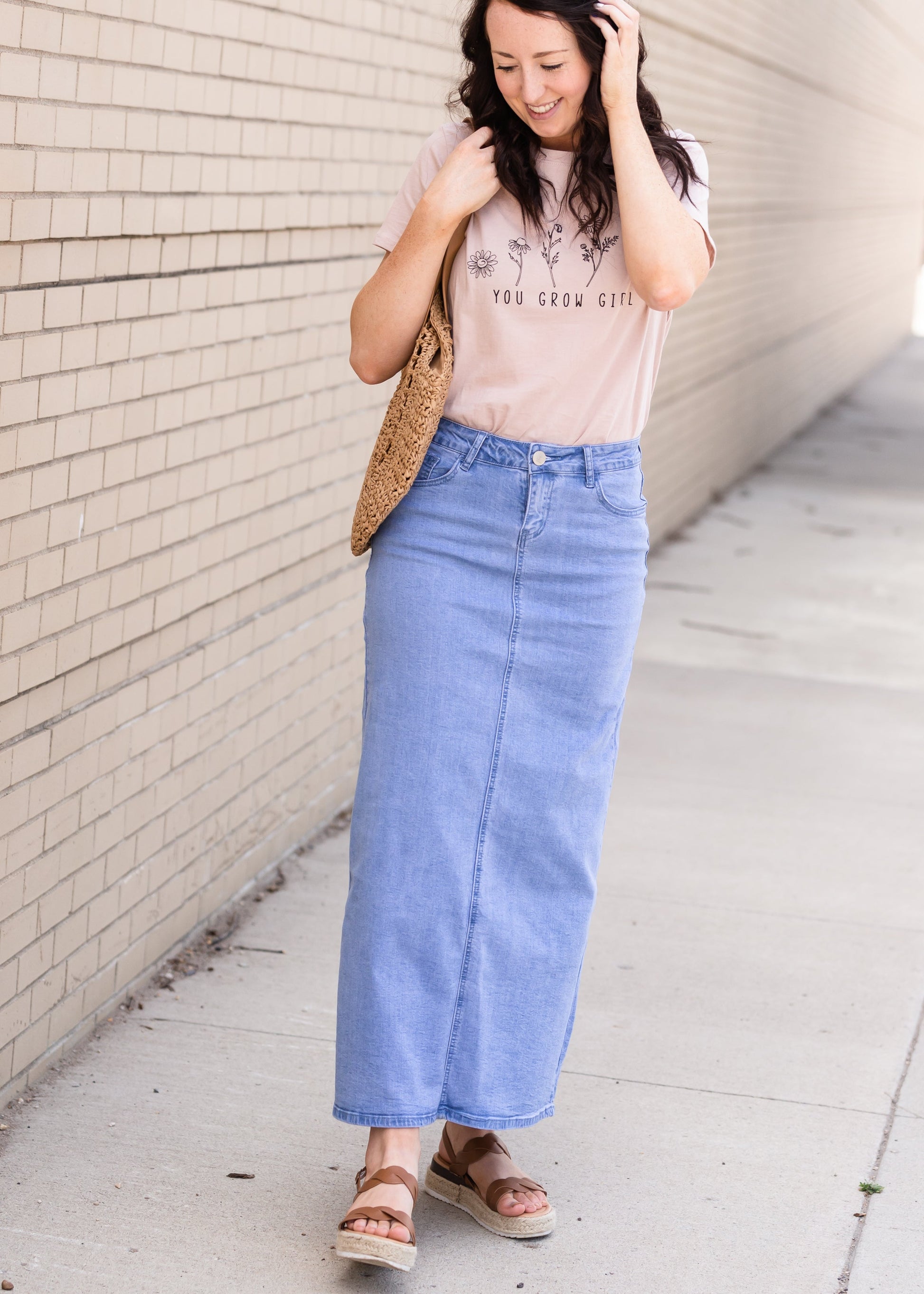 Randi Light Wash Long Denim Skirt - FINAL SALE Skirts