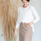 Raw Edge Round Neck Long Sleeve Waffle Knit Top Tops Thread & Supply