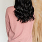 Raw Edge Round Neck Long Sleeve Waffle Knit Top Tops Thread & Supply