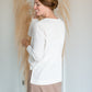 Raw Edge Round Neck Long Sleeve Waffle Knit Top Tops Thread & Supply