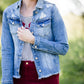 raw edge distressed denim jean jacket