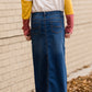 Raw Hem Long Denim Skirt Skirts
