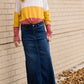 Raw Hem Long Denim Skirt Skirts