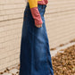 Raw Hem Long Denim Skirt Skirts