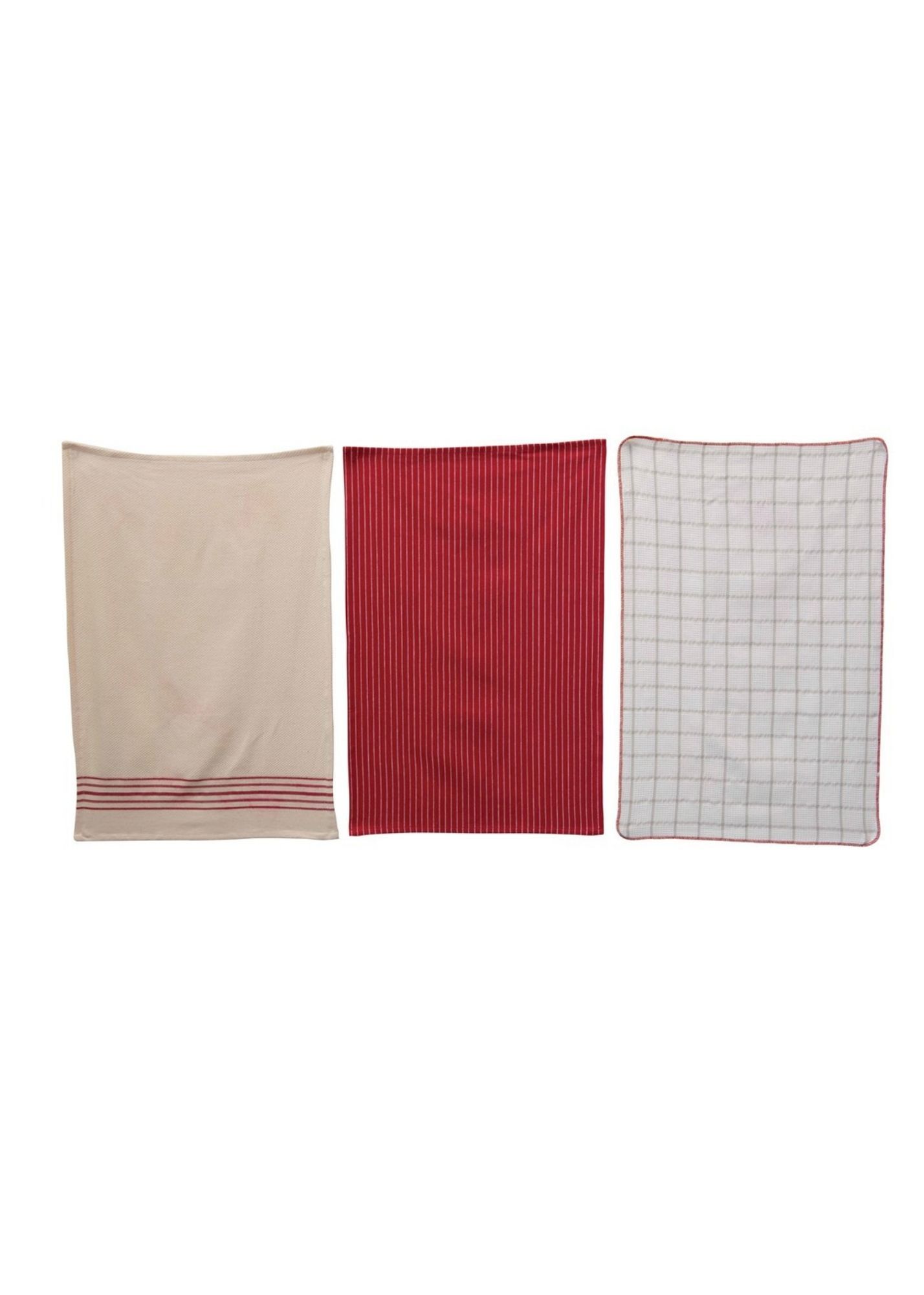 Red Assorted Woven Cotton Tea Towels Home & Lifestyle Creative Co-op