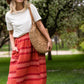 Red Brick Striped Pocket Midi Skirt Skirts