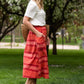 Red Brick Striped Pocket Midi Skirt Skirts