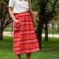 Red Brick Striped Pocket Midi Skirt Skirts