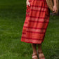 Red Brick Striped Pocket Midi Skirt Skirts