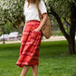 Red Brick Striped Pocket Midi Skirt Skirts