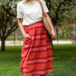 Red Brick Striped Pocket Midi Skirt Skirts