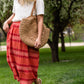 Red Brick Striped Pocket Midi Skirt Skirts