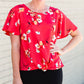 Red Floral Knot Front Top - FINAL SALE Tops