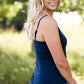 high neck adjustable layering tank top in black, white or navy