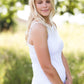 high neck adjustable layering tank top in black, white or navy