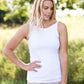 high neck adjustable layering tank top in black, white or navy