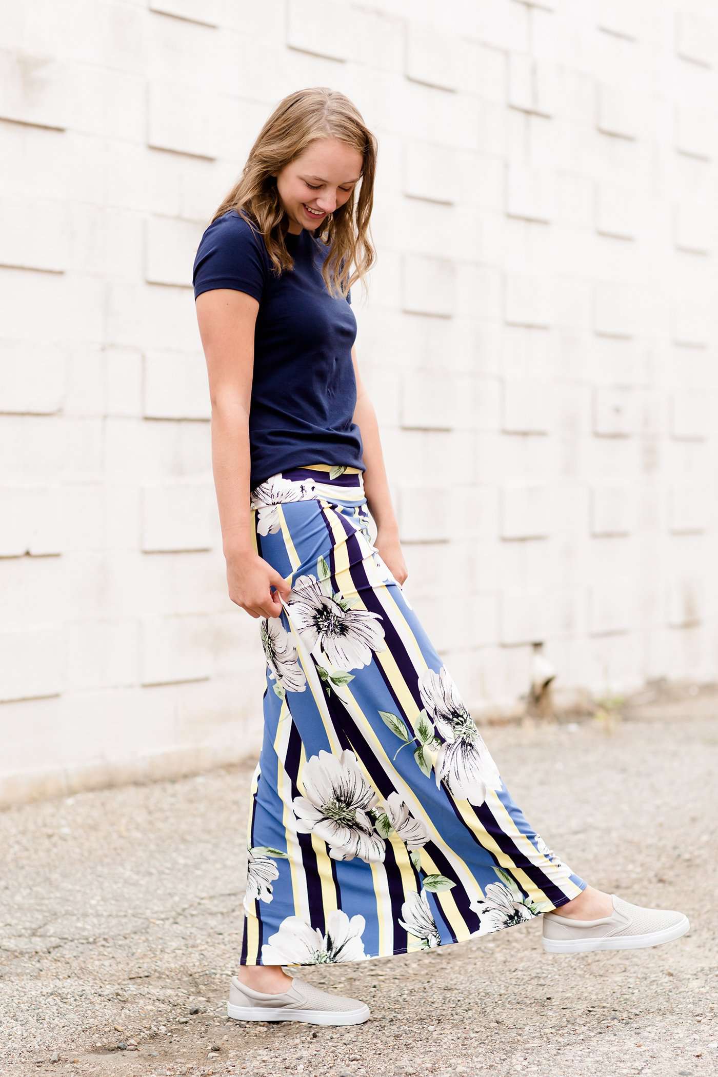 Redirect Gardenia Stripe Skirt - FINAL SALE... Skirts Denim / XS / Maxi