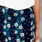 navy, yellow, and blue modest pencil midi skirts