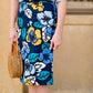 navy, yellow, and blue modest pencil midi skirts