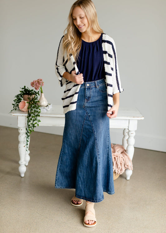 REDIRECTED Jennifer A-Line Long Denim Skirt Skirts