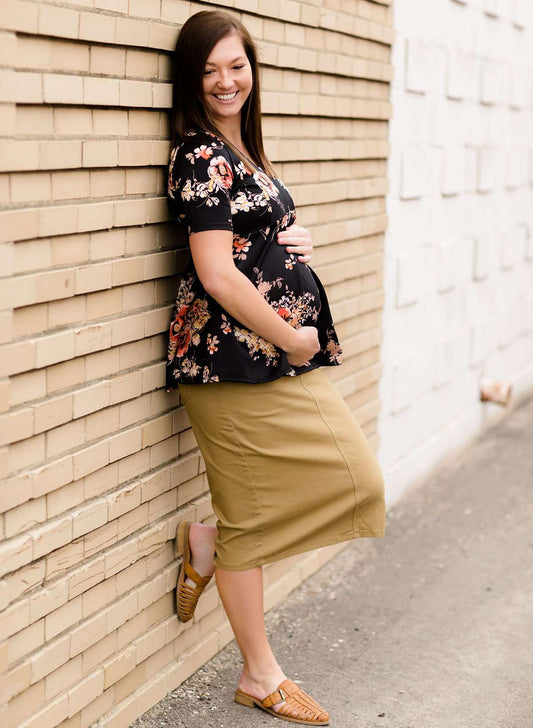 Redirected Remi Khaki Maternity Skirt Skirts Dark Khaki / 26 Inches / 6