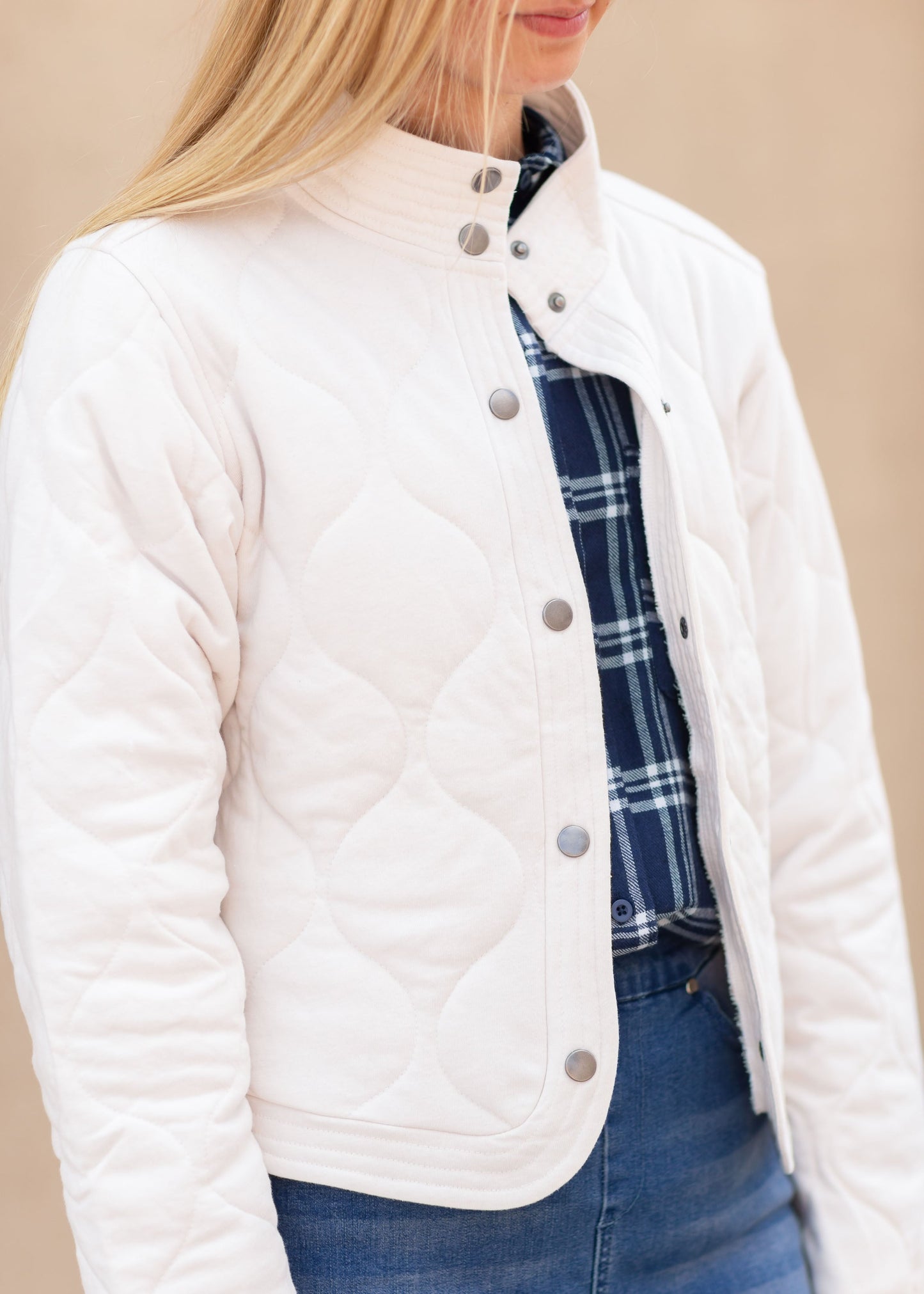 Redwood Quilted Button Up Jacket Tops Cream / XS
