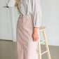 Remi Blush Denim Midi Skirt Skirts Inherit