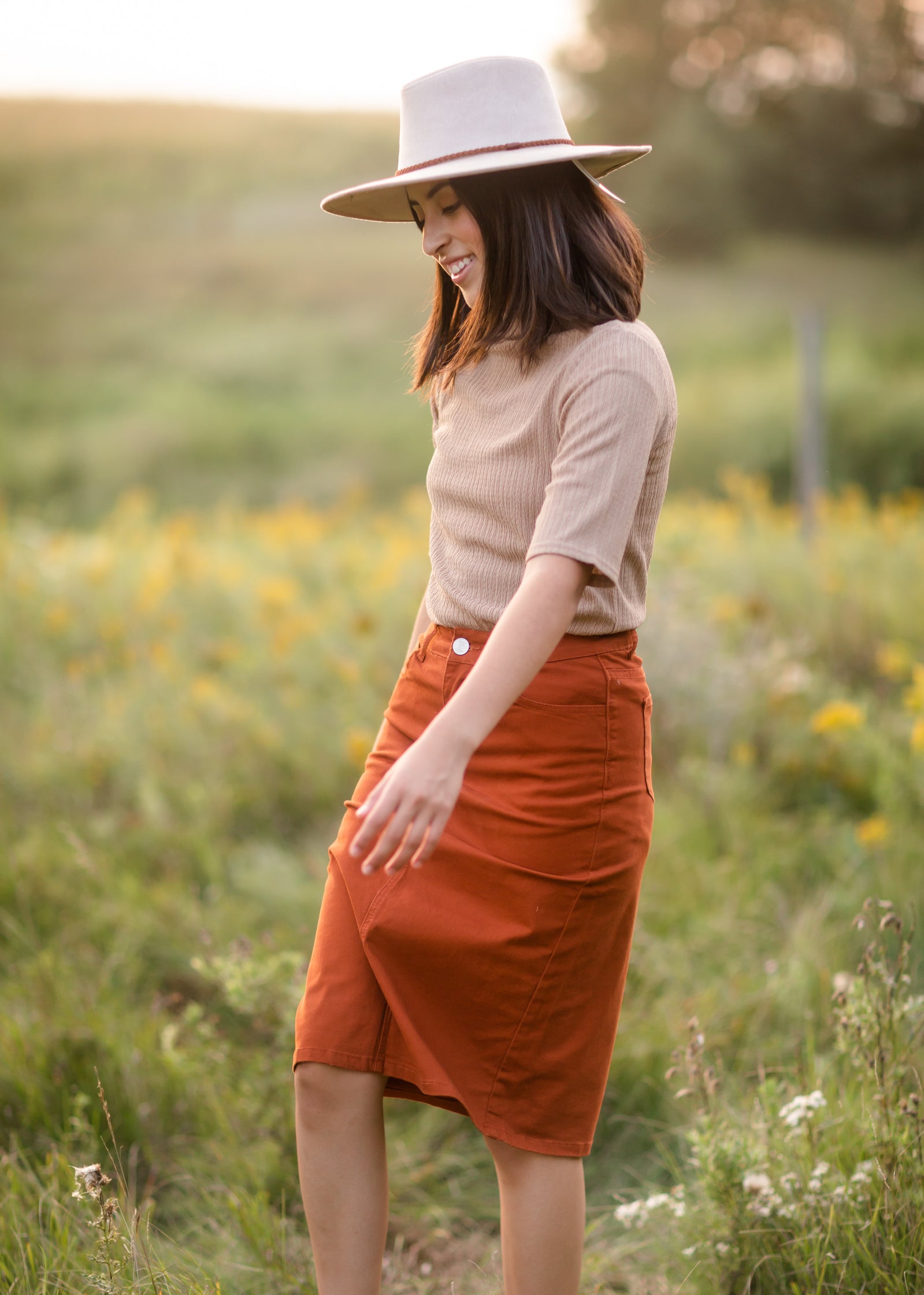 Remi Burnt Orange Midi Skirt - FINAL SALE Skirts