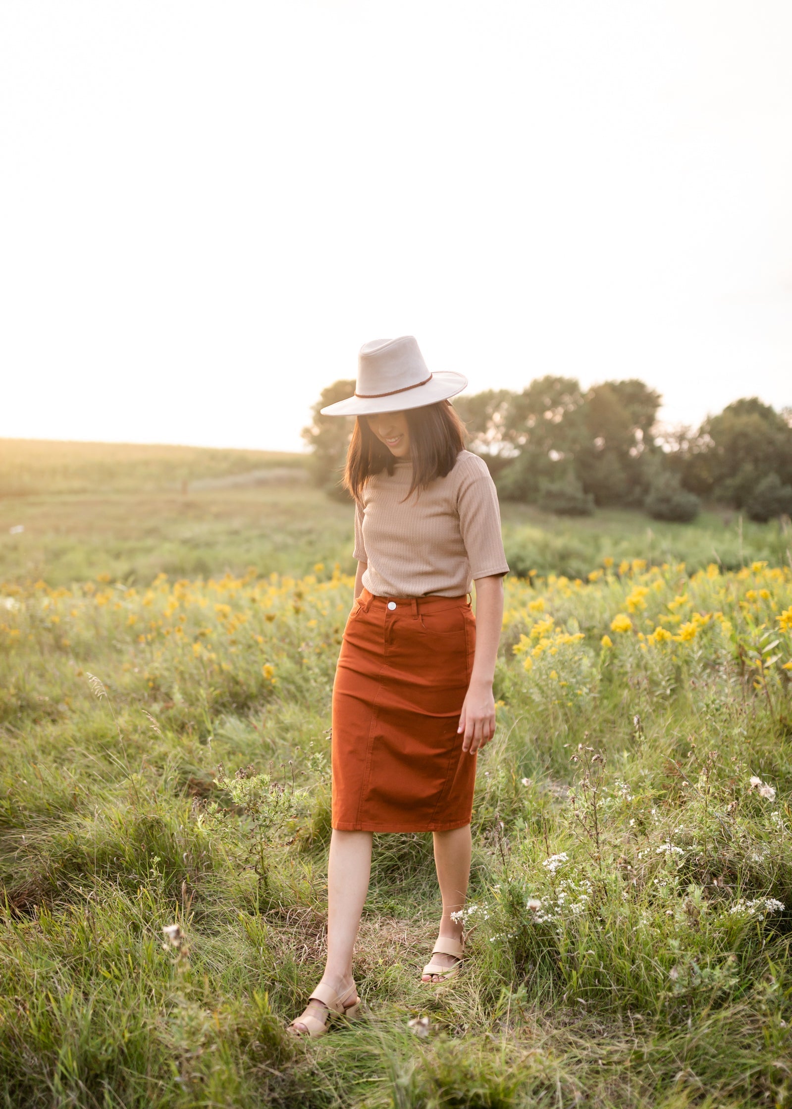 Remi Burnt Orange Midi Skirt - FINAL SALE Skirts